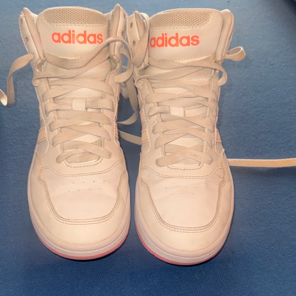 Adidas White and Orange High-Tops
